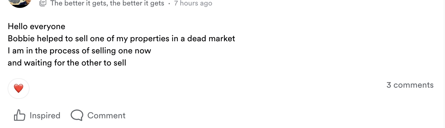 Screenshot of a member selling properties in a dead market